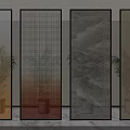 Stylish Room Dividers With Textured Surfaces Gradient Colors And Plant Accents