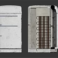 Vintage Electronic Appliances Refrigerators With Closed And Open Doors And Internal Shelves