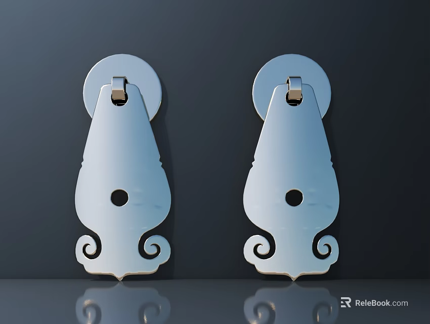 Silver White Decorative Hardware Tools With Round Base And Curved Design 3d model
