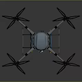 Quadcopter Drone With Blue And White Body Landing Gear And Propellers