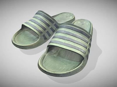 Striped Casual Slippers With Smooth Straps And Comfortable Sole For Daily Wear 3d model
