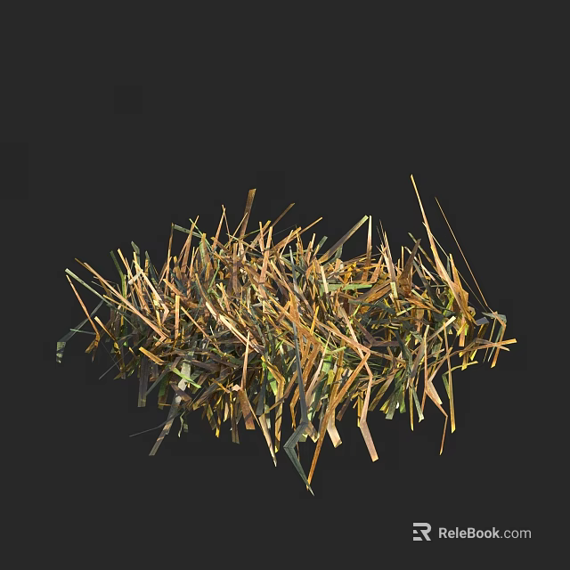 Wild Grass with Green Yellow and Brown Blades in Natural Growth 3d model 