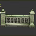 Wood And Stone Decorative Railing With Intricate Carvings And Classic Architectural Design