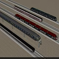 Modern Metro Trains On Multiple Railway Tracks With Different Color Designs