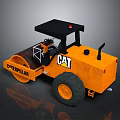 CAT Orange Perfectroller Road Roller Construction Vehicle With Black Wheels 3d model