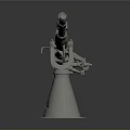 Double Barreled Cannon Weapon With Gray Metal Base And Mechanical Adjustment Parts