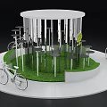 Scenic Photo Check In Spot With Circular White Structure Green Grass And Bicycles