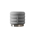 Modern Round Sofa Stool With Houndstooth Pattern And Metal Base 3d model