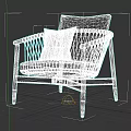 Modern Wooden Frame Accent Chair with Woven Armrests Light Gray Cushion and Green Pillow