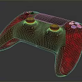 Red Textured Game Controller With Colorful Buttons Joysticks And Ergonomic Grip