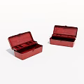 Two Open Red Metal Toolboxes With Interior Compartments For Storage