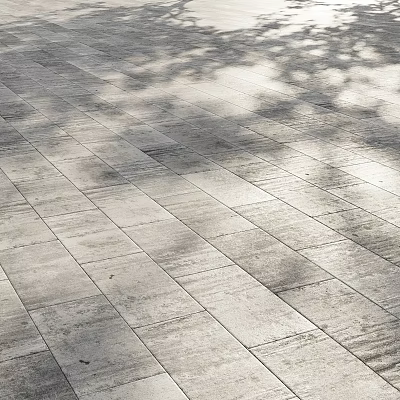 Textured Gray Stone Ground Surface With Grid Tile Layout And Natural Light Shadows 3d model