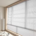 Modern Interior With White Window Blinds And Wooden Frame Allowing Natural Light