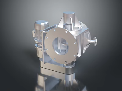 Industrial Mechanical Part With Metal Construction Motor Component And Flange Design 3d model