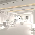 Modern Hotel Public Lounge Interior With Geometric Walls Comfortable Sofas And Ambient Lighting