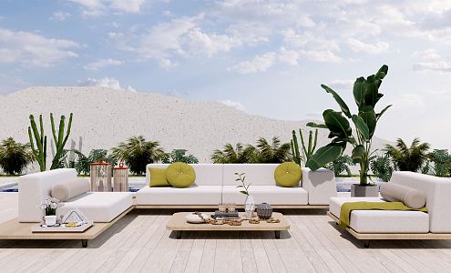 Nordic Outdoor Sofa Outdoor Sofa Coffee Table Combination Leisure Courtyard Garden Landscape 3d model