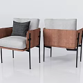 Modern Single Sofa Design With Metal Frame Leather Armrest And Fabric Cushion