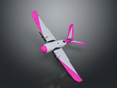 Pink And White Toy Airplane With Winged Structure And Tail Design 3d model