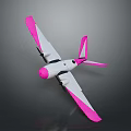Pink And White Toy Airplane With Winged Structure And Tail Design