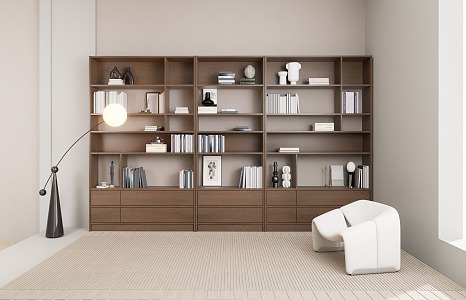 Leisure Area Bookcase Casual Seat Log Bookcase 3d model