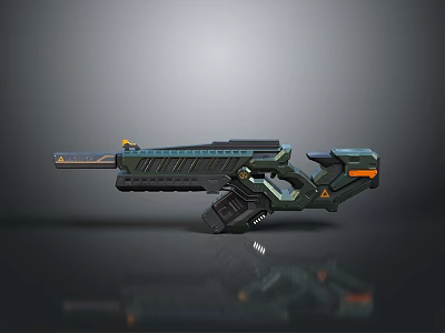 Futuristic Sci Fi Weapon With Green Black Body Orange Accents And Modern Design 3d model