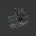 Natural Scene Featuring Tree Stump With Green Moss And Dead Branches 3d model