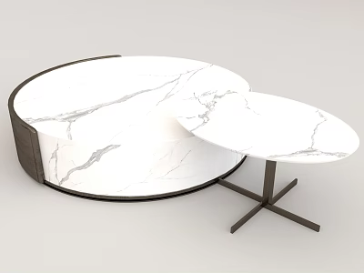 Modern Round Coffee Tables With Marble Top And Metal Base Nested Design For Living Room 3d model