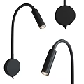Modern Black Wall Lamps With Curved Arm And Round Base Design