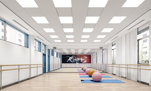 Modern Yoga Room Dance Classroom 3d model