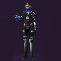 Futuristic Sci Fi Game Character In Armored Suit With Blue Glowing Elements