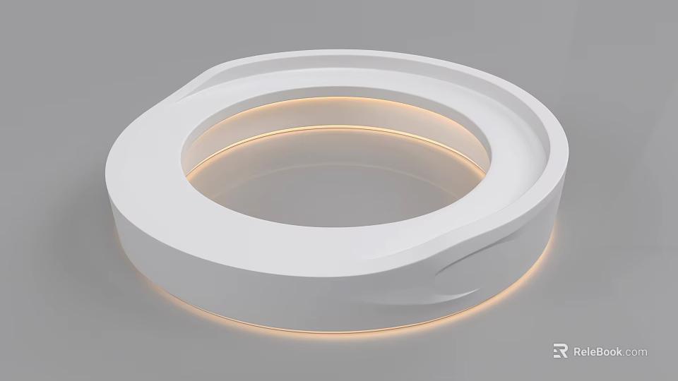 Modern Reception Desk With White Circular Design And Illuminated Lighting Features 3d model 
