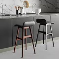 Stylish Bar Stools Enhance Modern Kitchen Interior With Sleek Counter Design 3d model