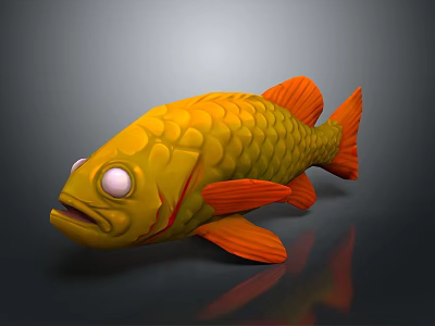 Yellow And Orange Fish Shaped Bath Toy With Scaly Texture For Kids Daily Use 3d model