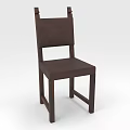Brown Wooden Single Chair With Simple Design Solid Backrest And Sturdy Legs 3d model