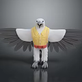3D Eagle Model Wearing Yellow Vest Red Belt With Spread Wings 3d model