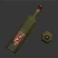 Green Glass Bottle With Red Cap And Decorative Gold Pattern Box On Black Surface