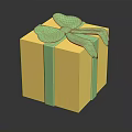 Yellow Gift Box With Green Bow And Ribbon For Daily Life Supplies