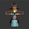 Child Wearing Red And Blue Wizard Costume With Hat Robe And Outstretched Arms