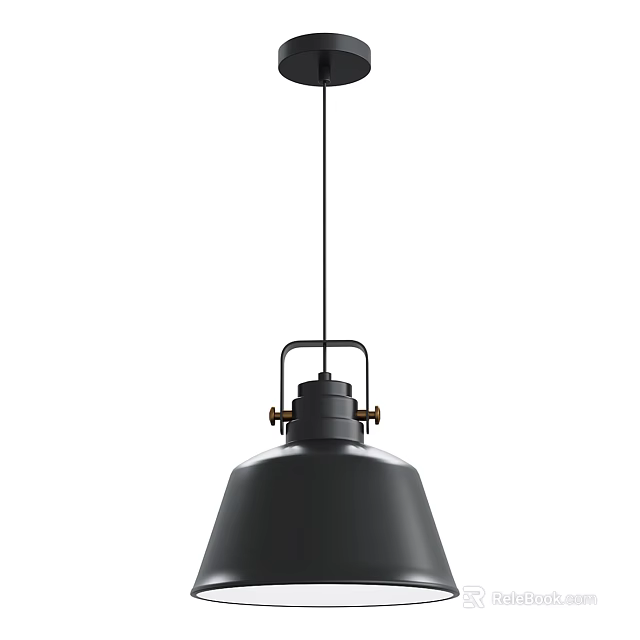 Modern Black Pendant Light With Minimalist Metal Frame And Hanging Design 3d model 