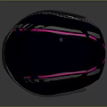 Stylish Black Motorcycle Helmet With Pink Stripes White Dot Patterns And Dark Visor 3d model