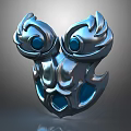 Silver Decorative Ornament With Intricate Patterns And Blue Crystal Accents 3d model