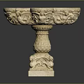 Intricately Carved Stone Decorative Bowl With Petal Rim And Ornate Base
