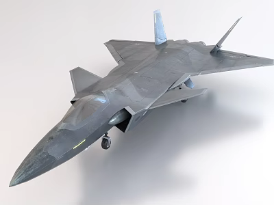 Advanced Gray Stealth Fighter Jet Featuring Aerodynamic Design And Tail Fins 3d model