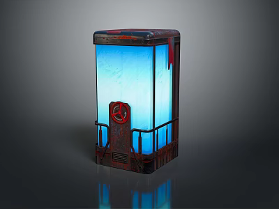 Retro Style Electronic Lighting Device With Blue Illuminated Panel And Red Knob 3d model
