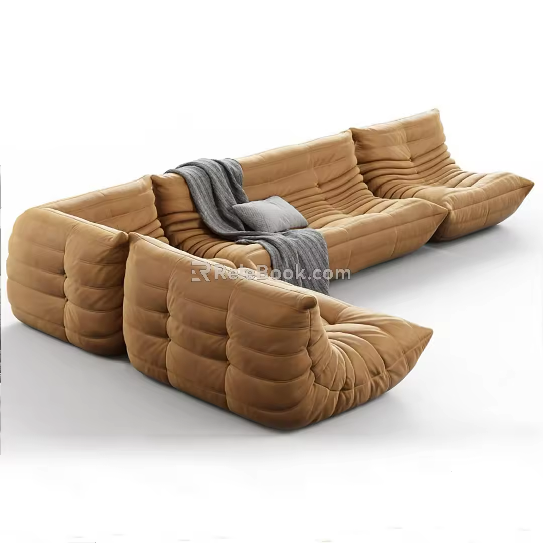 Modern corner sofa multiplayer sofa 3d model