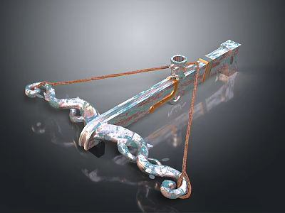 3D Rendered Metal Sculpture Carving With Intricate Curved Chains And Shiny Surface 3d model