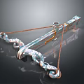 3D Rendered Metal Sculpture Carving With Intricate Curved Chains And Shiny Surface