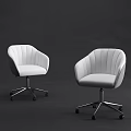 Modern White Office Chairs With Armrests Stitched Details And Metal Base Wheels