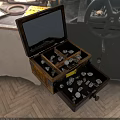 Sparkling Diamond Jewelry Stored in Wooden Box with Multiple Compartments and Mirror Lid