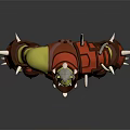 Orc Warrior Character 3D Model With Green Skin Red Spiked Armor And Brown Boots